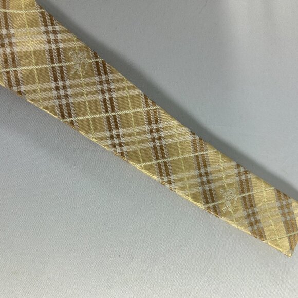 Burberry Silk Tie Necktie Boxed Set Cufflinks Pocket Square Cream Brown - Picture 7 of 16